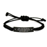 Funny Analyst Gifts for Men, Rope Bracelet with Quote 'Don't Trust An Analyst That Doesn't Drink Coffee And Say F--k A Lot', Unique Christmas Memorable Presents for Analyst Friends, Family, Coworkers - Image 1